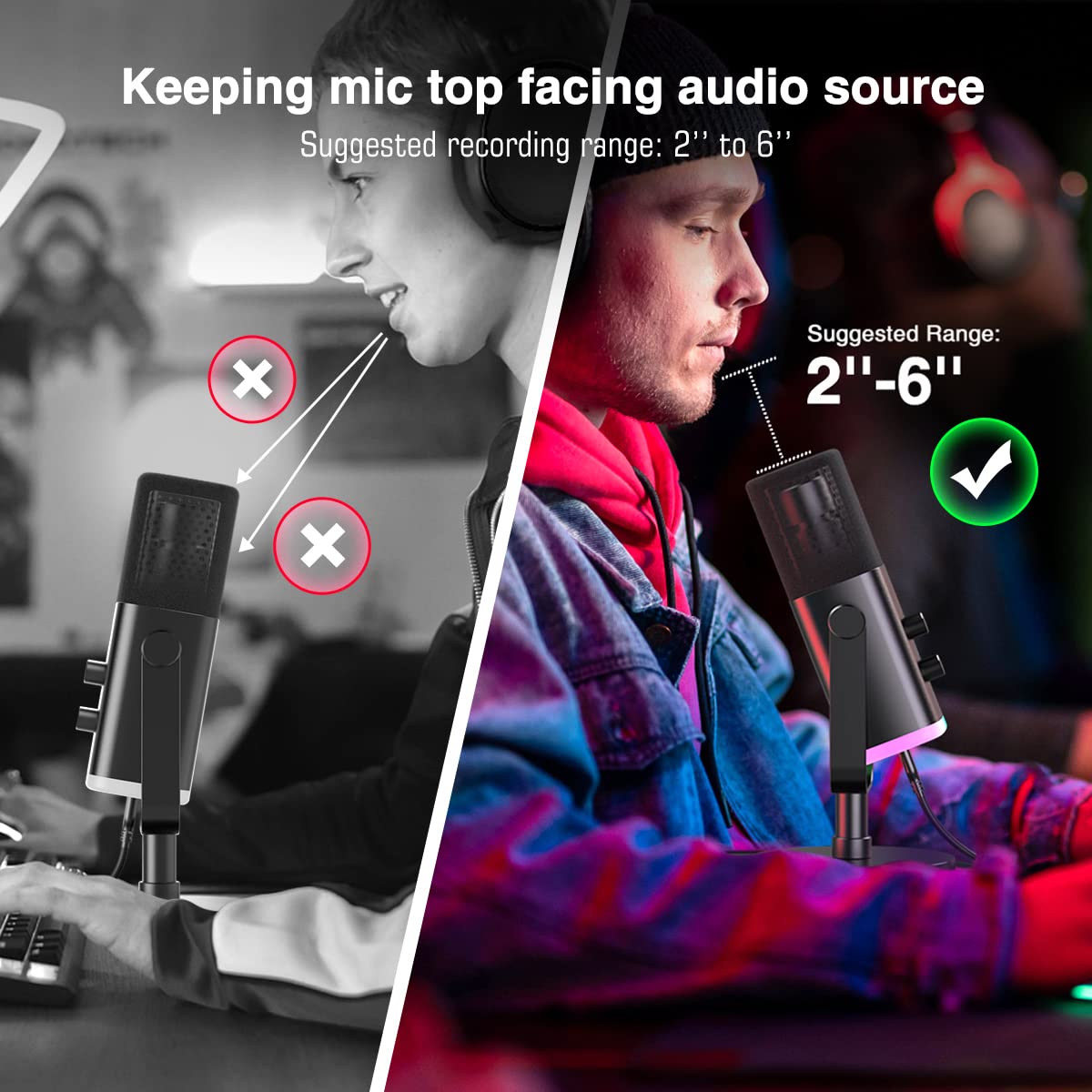 Fifine XLR/USB Dynamic Podcasting Microphone, Gaming Studio Computer PC Mic with RGB, Mute Button, Headphones Jack, Desktop Stand for Streaming Recording Vocal VoiceOver YouTube Singing-AM8