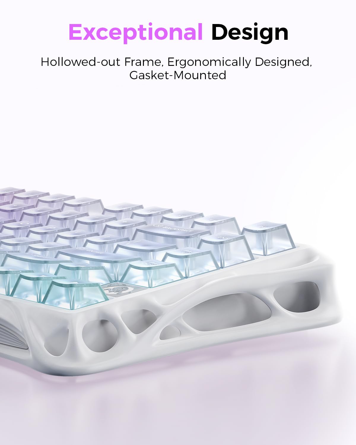 GravaStar Mercury K1 Lite Mechanical Gaming Keyboard, 75% Gasket Hot Swappable Custom Keyboard, Pre-lubed Linear Switches Mechanical Keyboard, RGB Backlit Wireless Keyboard - Transparent Black