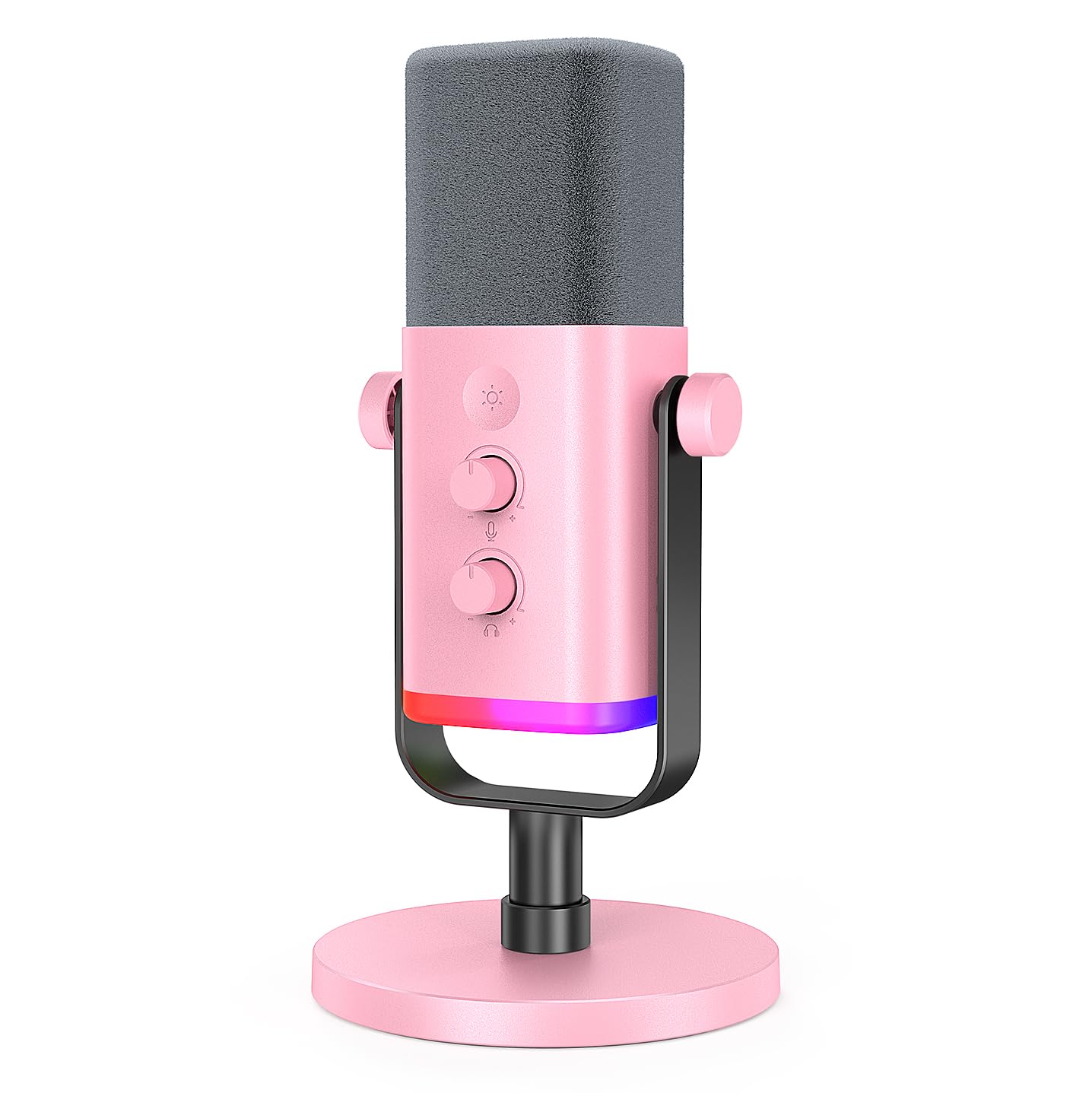Fifine XLR/USB Dynamic Podcasting Microphone, Gaming Studio Computer PC Mic with RGB, Mute Button, Headphones Jack, Desktop Stand for Streaming Recording Vocal VoiceOver YouTube Singing-AM8