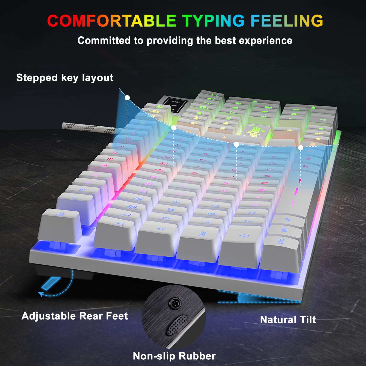 BlueFinger RGB Gaming Keyboard and Backlit Mouse Combo, USB Wired, LED Gaming Set for Laptop PC Computer Game and Work (Black)