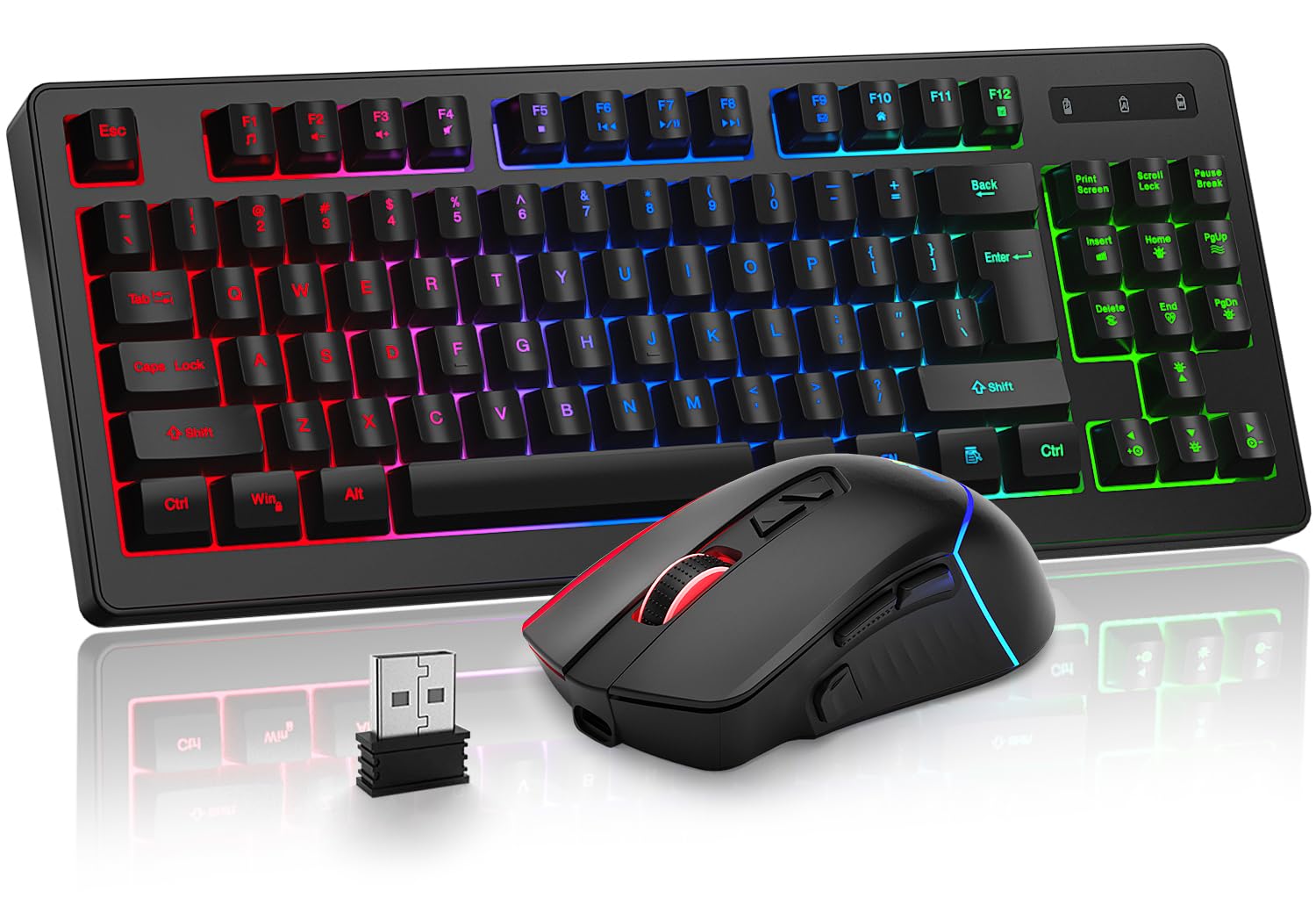 RGB 87 Keys Gaming Keyboard and Backlit Mouse Combo,BlueFinger USB Wired Rainbow Keyboard,Gaming Keyboard Set for Laptop PC Computer Game and Work