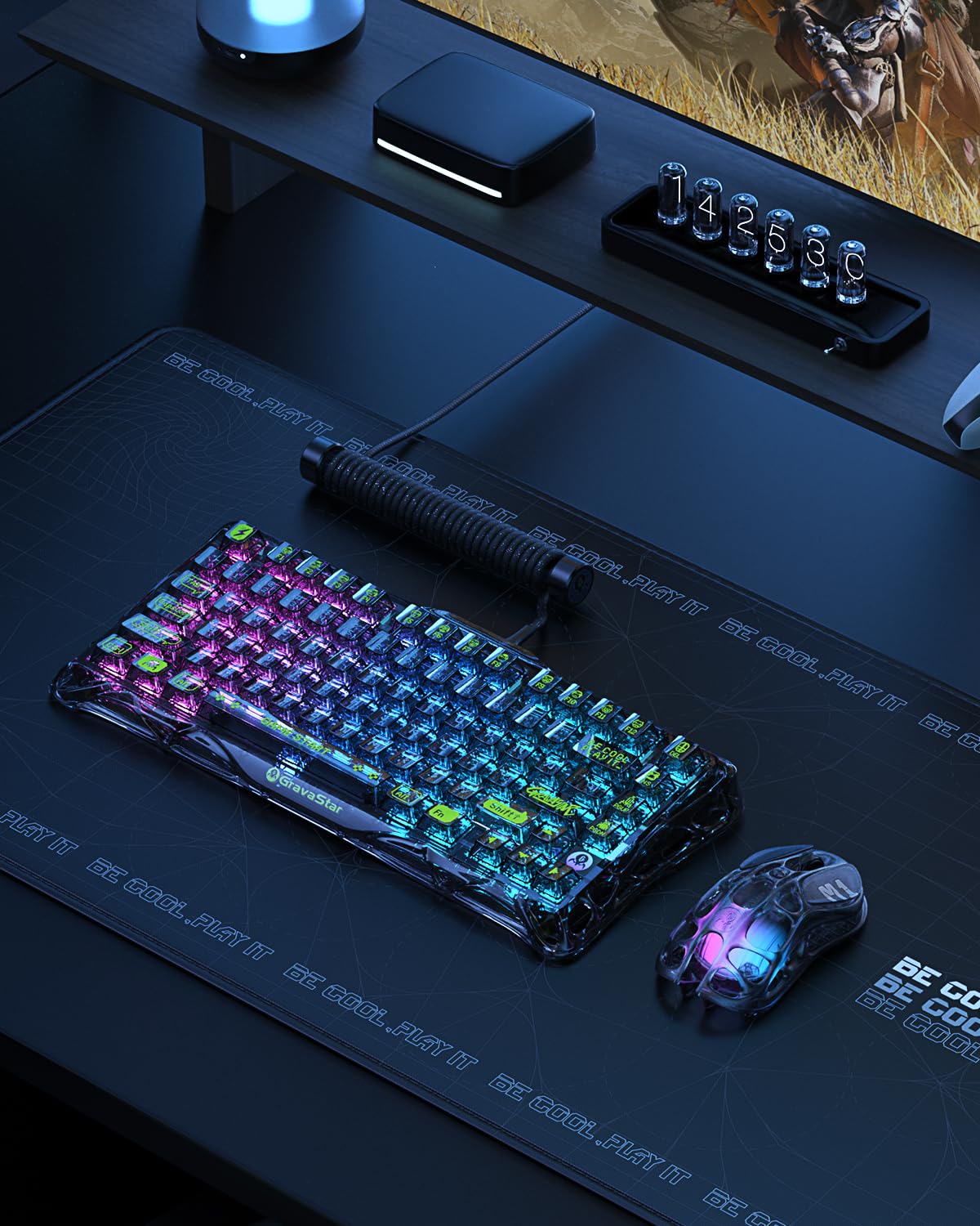 GravaStar Mercury K1 Lite Mechanical Gaming Keyboard, 75% Gasket Hot Swappable Custom Keyboard, Pre-lubed Linear Switches Mechanical Keyboard, RGB Backlit Wireless Keyboard - Transparent Black
