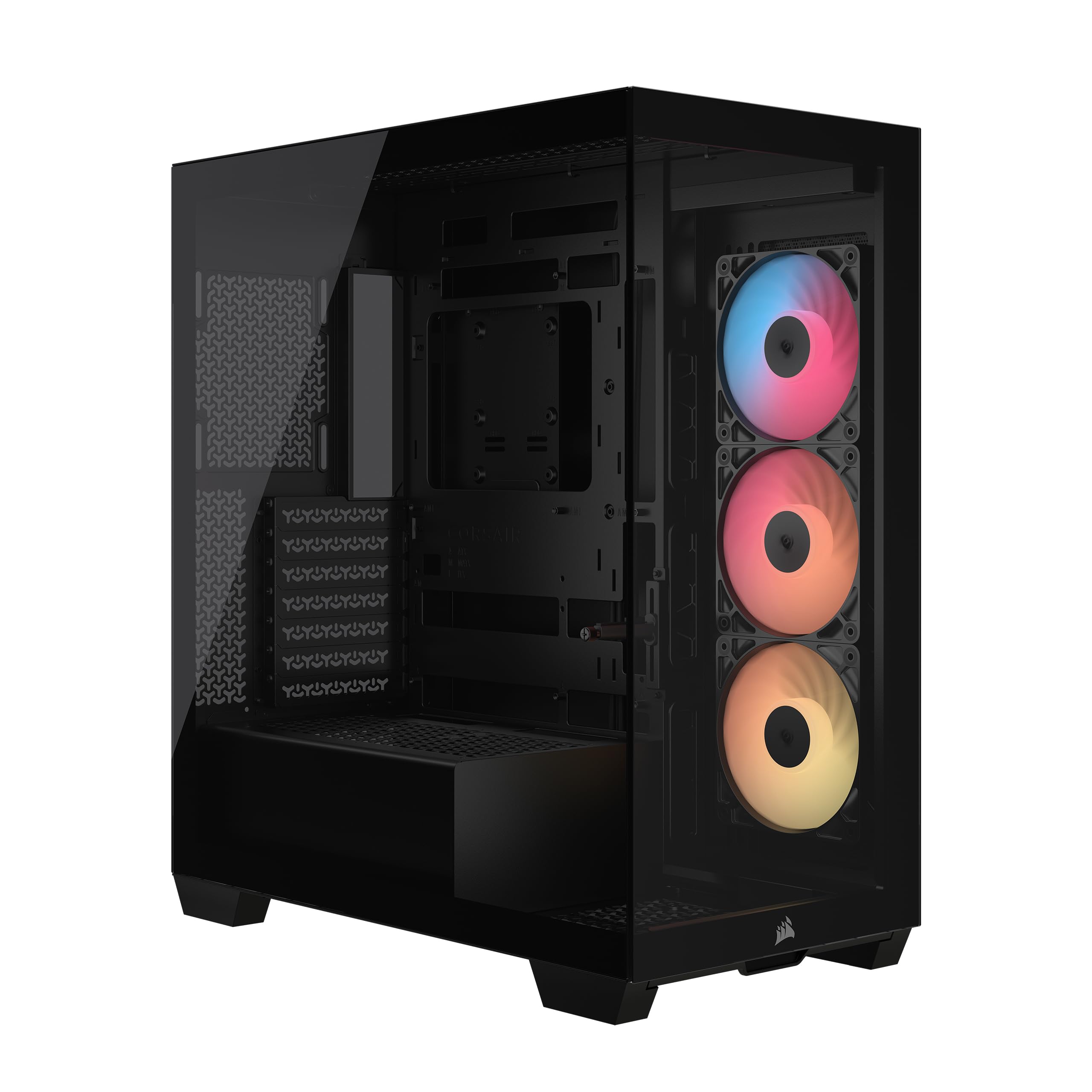CORSAIR 3500X RS-R ARGB Mid-Tower PC Case – 3X Pre-Installed RS120-R ARGB Fans, GPU Anti-Sag Arm, Fits up to 10x 120mm Fans, Reverse Connection Motherboard Compatible – Black