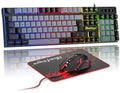 BlueFinger RGB Gaming Keyboard and Backlit Mouse Combo, USB Wired, LED Gaming Set for Laptop PC Computer Game and Work (Black)
