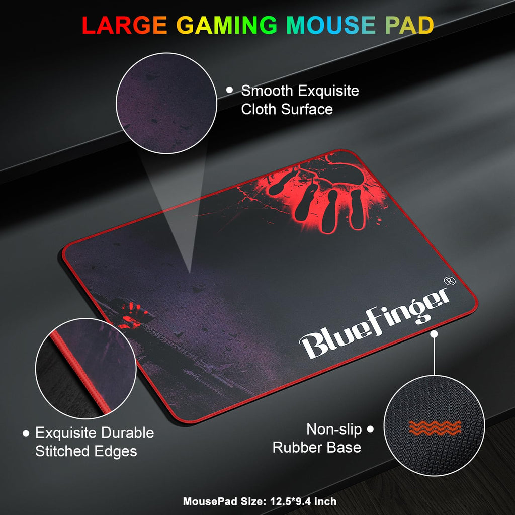 RGB 87 Keys Gaming Keyboard and Backlit Mouse Combo,BlueFinger USB Wired Rainbow Keyboard,Gaming Keyboard Set for Laptop PC Computer Game and Work