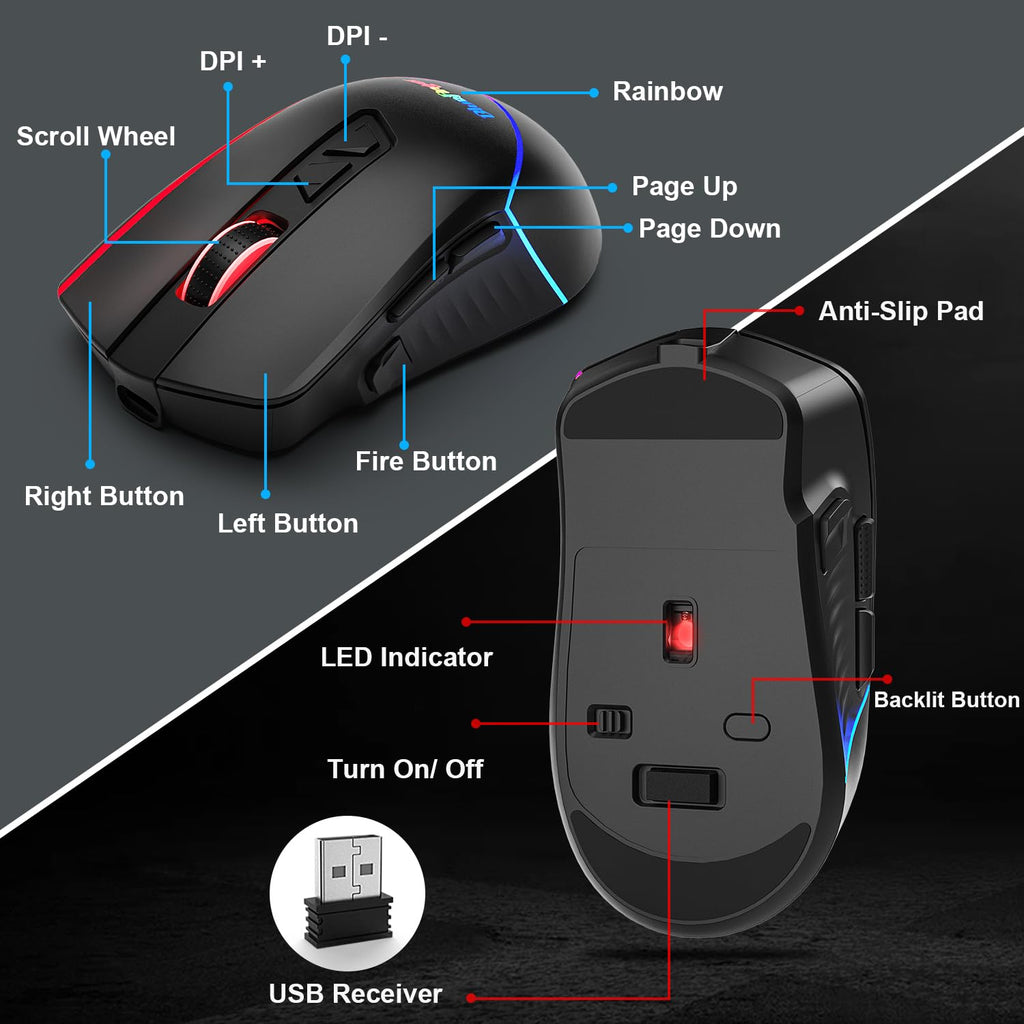 RGB 87 Keys Gaming Keyboard and Backlit Mouse Combo,BlueFinger USB Wired Rainbow Keyboard,Gaming Keyboard Set for Laptop PC Computer Game and Work