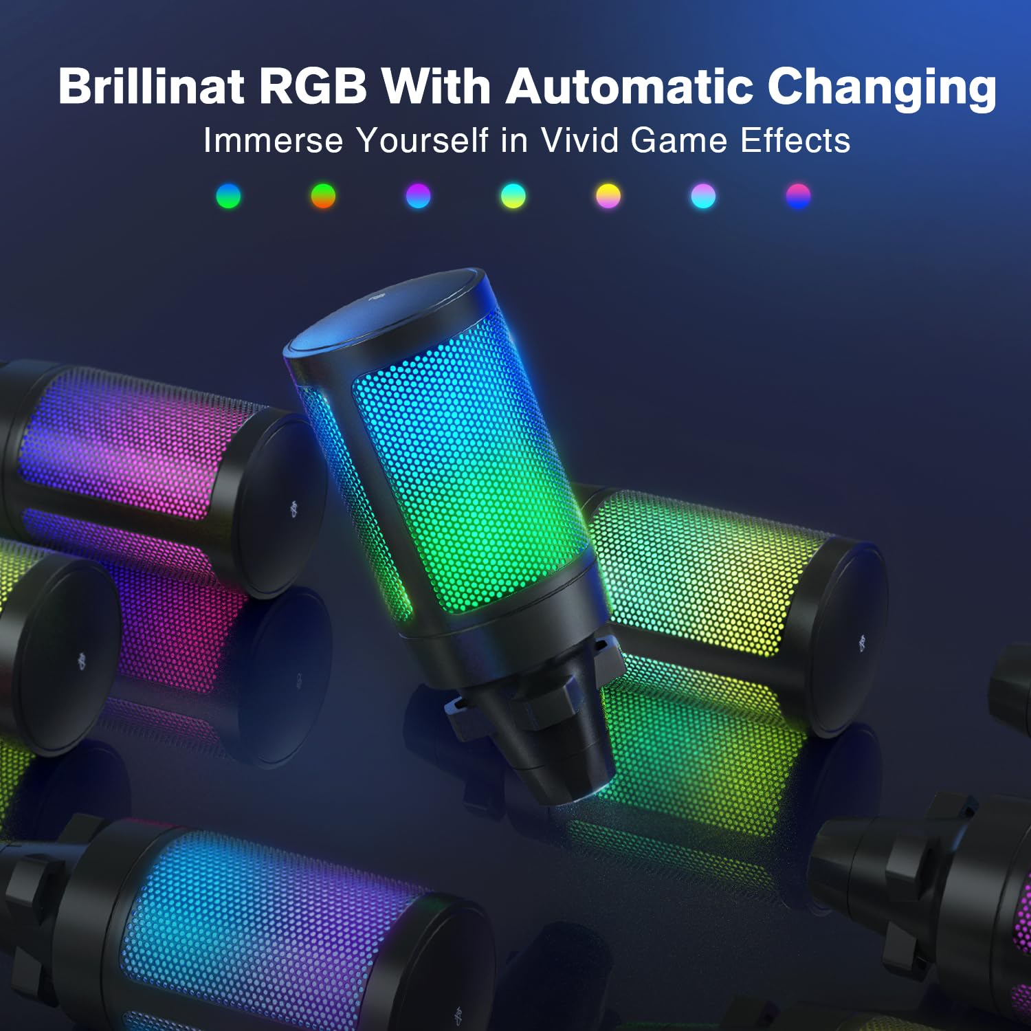 Fifine Gaming Microphone for PC Computer, USB Streaming Condenser Mic Kit with RGB, Quick Mute, Gain Knob, Boom Arm Stand, Pop Filter for Podcasts YouTube Discord-A6T