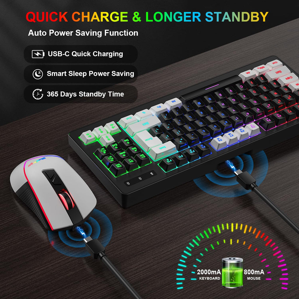 RGB 87 Keys Gaming Keyboard and Backlit Mouse Combo,BlueFinger USB Wired Rainbow Keyboard,Gaming Keyboard Set for Laptop PC Computer Game and Work